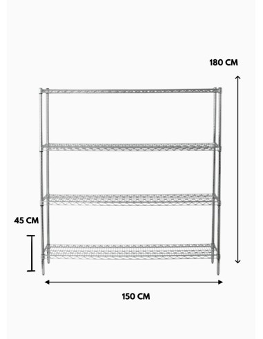 Estanteteria Epoxica Gris 180X150X45