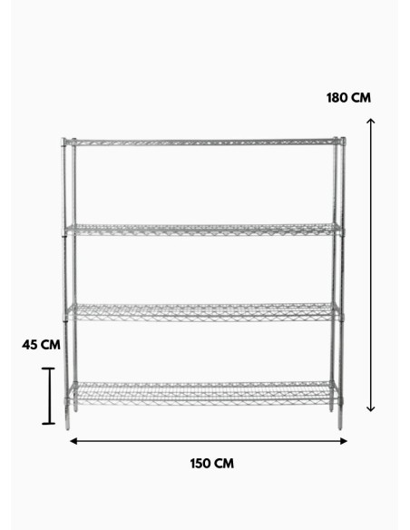 Estanteteria Epoxica Gris 180X150X45