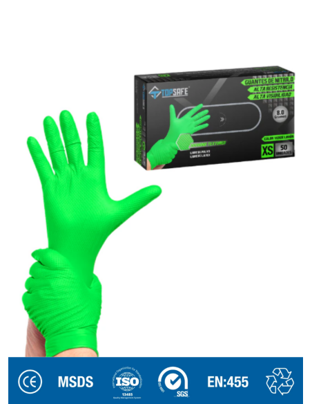 GUANTE NITRILO VERDE TEXTURIZADO