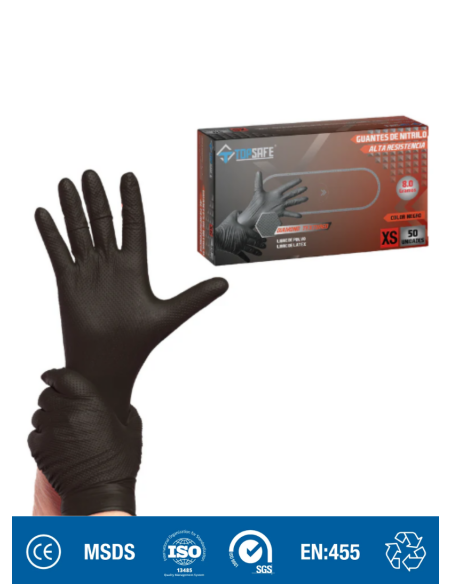 GUANTE NITRILO NEGRO TEXTURIZADO