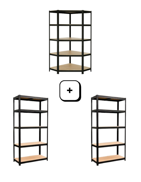 PACK  ESTANTES GALVANIZADOS NEGRO