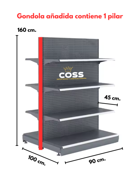 GONDOLA CENTRAL AÑADIDA GRIS