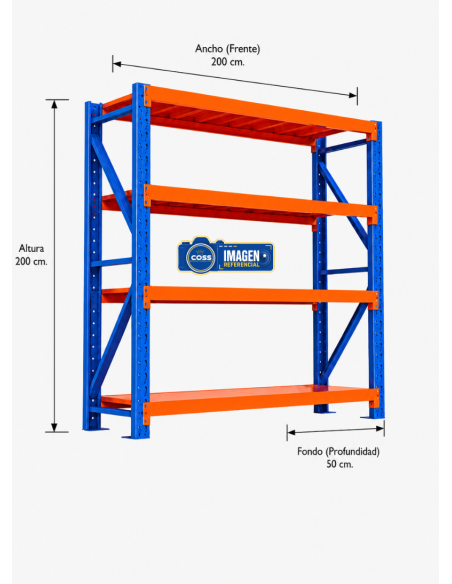 RACK METALICO BICOLOR 800 KG. 200x200x50