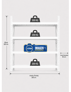 RACK METALICO BLANCO 800 KG. 200X200X50