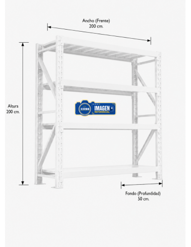 RACK METALICO BLANCO 800 KG. 200X200X50