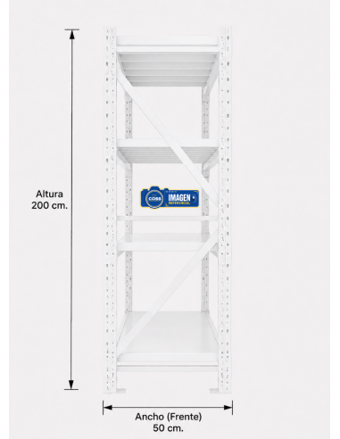 RACK METALICO BLANCO 800 KG. 200X200X50