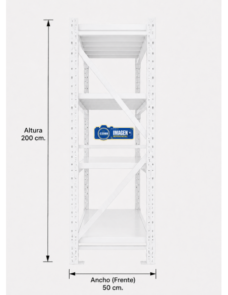 RACK METALICO BLANCO 800 KG. 200X200X50