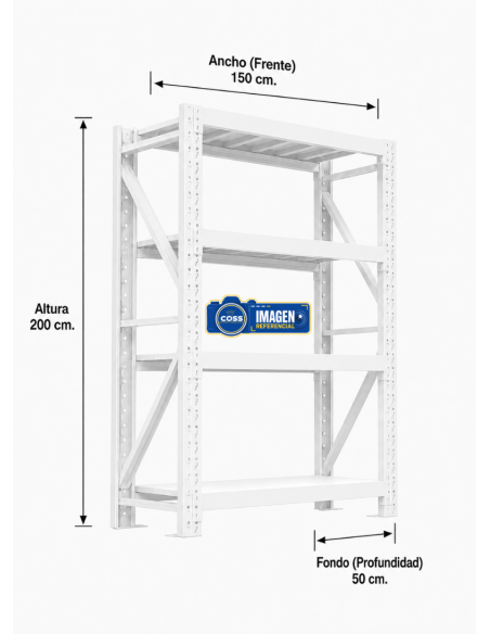 RACK 800 KG. BLANCO 200x150x50