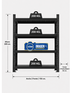 RACK METALICO NEGRO 800 KG. 200x150x50