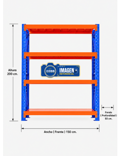 RACK METALICO BICOLOR 800 KG. 200x150x50 2