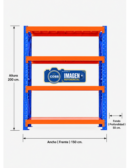 RACK METALICO BICOLOR 800 KG. 200x150x50