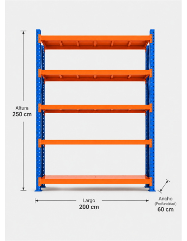 RACK METALICO BICOLOR 2.500 KG. 250X200X60