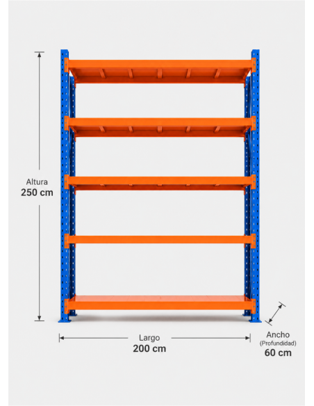 RACK METALICO BICOLOR 2.500 KG. 250X200X60