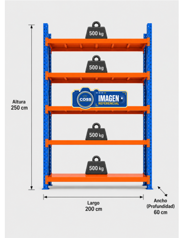RACK METALICO BICOLOR 2.500 KG. 250X200X60