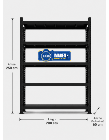 RACK METALICO NEGRO 2.500 KG. 250X200X60