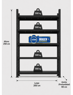 RACK METALICO NEGRO 2.500 KG. 250X200X60 2