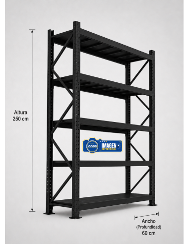 RACK METALICO NEGRO 2.500 KG. 250X200X60