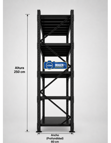 RACK METALICO NEGRO 2.500 KG. 250X200X60