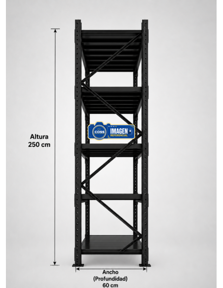 RACK METALICO NEGRO 2.500 KG. 250X200X60