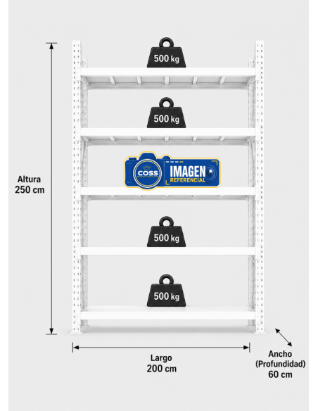 RACK METALICO BLANCO 2.500 KG. 250X200X60