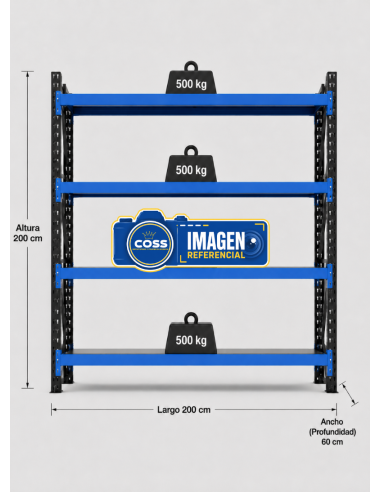 RACK METALICO BICOLOR 2.000 KG. 200X200X60