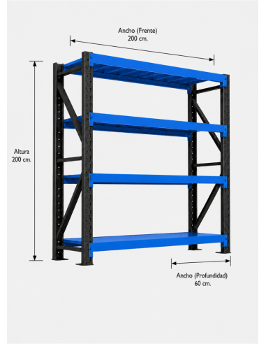 RACK METALICO BICOLOR 2.000 KG. 200X200X60