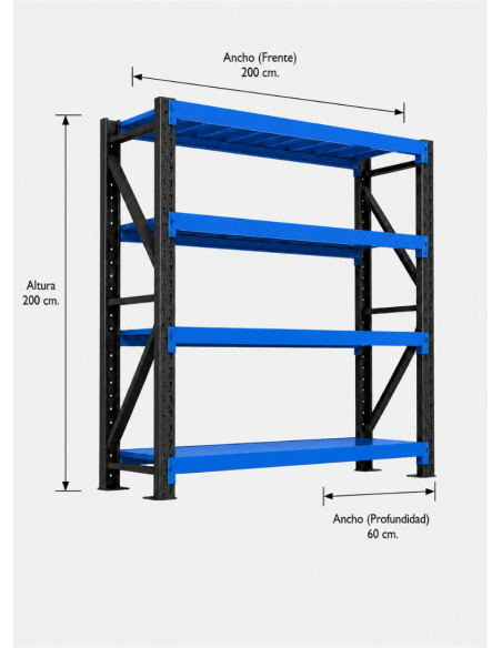 RACK METALICO BICOLOR 2.000 KG. 200X200X60