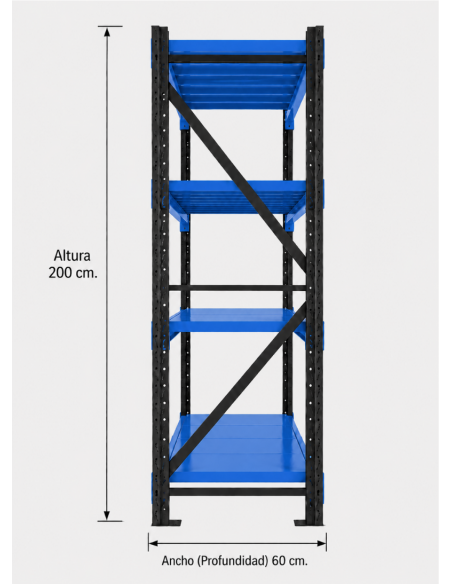 RACK METALICO BICOLOR 2.000 KG. 200X200X60
