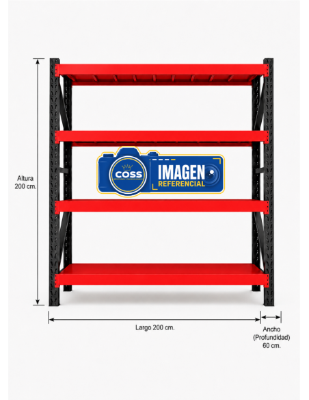 RACK METALICO BICOLOR 2.000 KG. 200X200X60