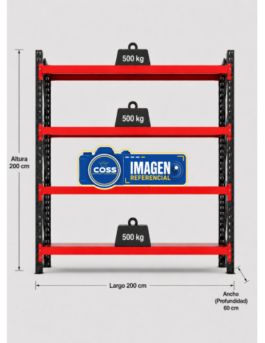 RACK METALICO BICOLOR 2.000 KG. 200X200X60