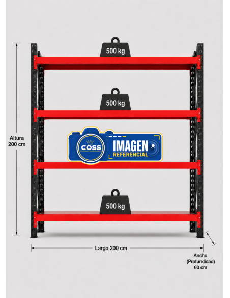 RACK METALICO BICOLOR 2.000 KG. 200X200X60