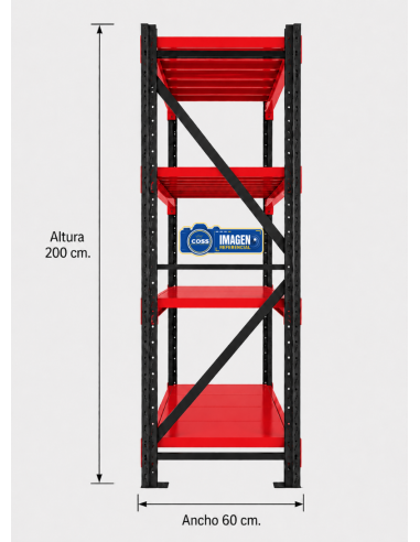 RACK METALICO BICOLOR 2.000 KG. 200X200X60