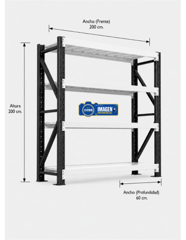 RACK METALICO BICOLOR 2.000 KG. 200X200X60