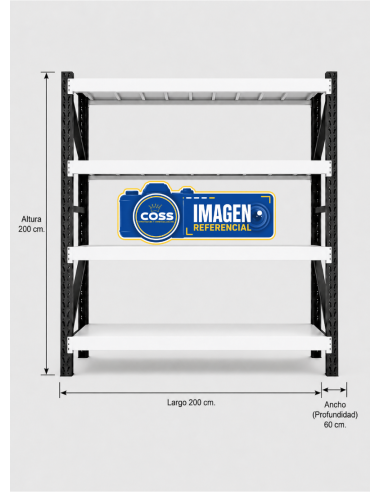 RACK METALICO BICOLOR 2.000 KG. 200X200X60