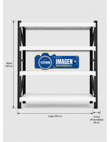 RACK METALICO BICOLOR 2.000 KG. 200X200X60