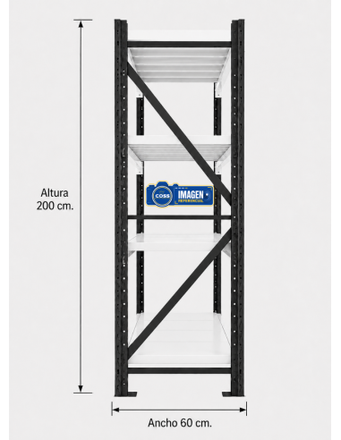 RACK METALICO BICOLOR 2.000 KG. 200X200X60