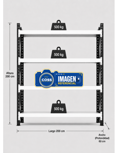 RACK METALICO BICOLOR 2.000 KG. 200X200X60