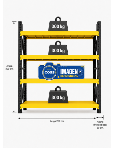 RACK METALICO BICOLOR 1.200 KG 200X200X60