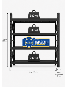 RACK METALICO NEGRO 1.200 KG 200X200X60