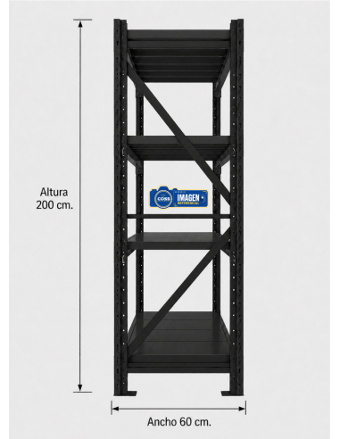 RACK 1.200 KG. NEGRO 200X200X60