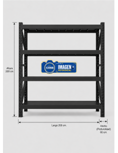 RACK METALICO NEGRO 1.200 KG 200X200X60 2