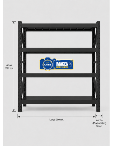 RACK 1.200 KG. NEGRO 200X200X60