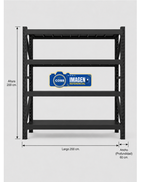 RACK 1.200 KG. NEGRO 200X200X60