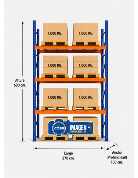 RACK PALLET INDUSTRIAL 6.000 KG. 600X270X100