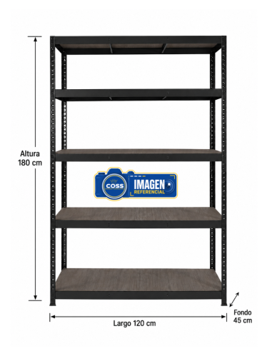 ESTANTE GRANDE NEGRO 180X120X45