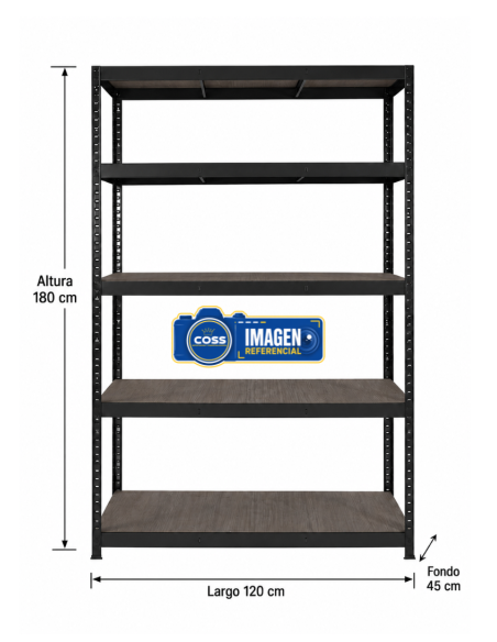 ESTANTE GRANDE NEGRO 180X120X45