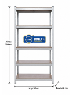 ESTANTE MEDIANO PLATEADO 180x90x40