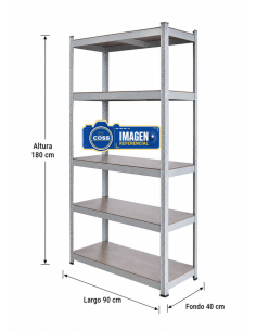 ESTANTE MEDIANO PLATEADO 180x90x40 2