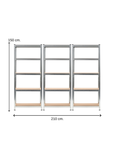PACK 3 ESTANTES GALVANIZADOS PLATEADOS