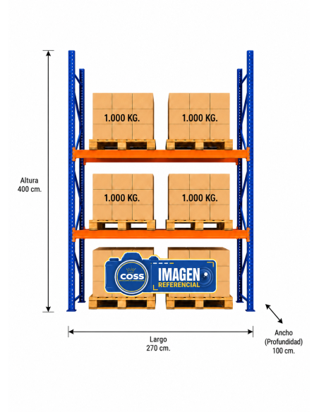 RACK PALLET INDUSTRIAL 4.000 KG. 400X270X100